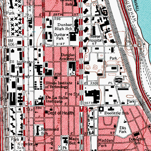 Topographic Map of Douglas, IL