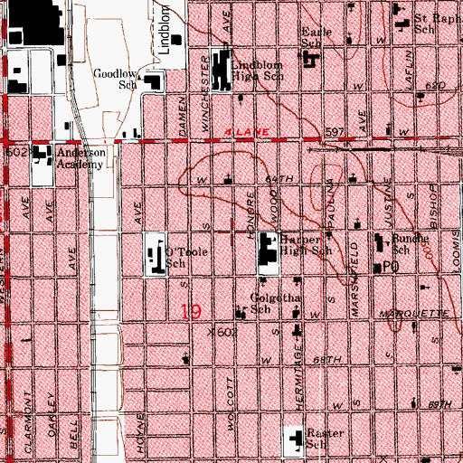 Topographic Map of Drexel Estate, IL