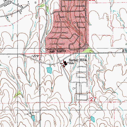 Topographic Map of Surrey Hills Elementary School, OK
