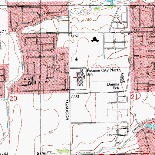 Topographic Map of Putnam City North High School, OK