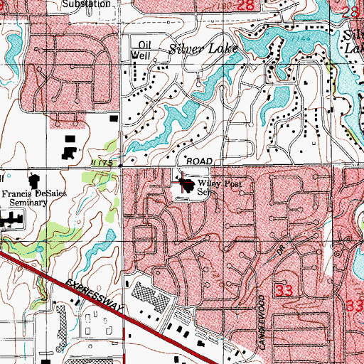 Topographic Map of Wiley Post Elementary School, OK