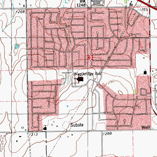 Topographic Map of Northridge Elementary School, OK