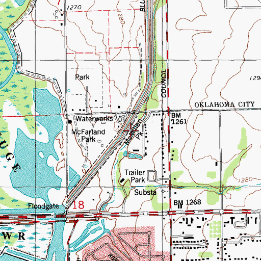 Topographic Map of McMillan Park, OK