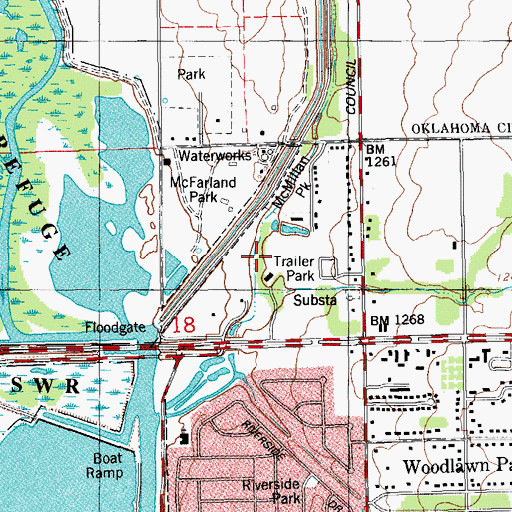 Topographic Map of Riverside Park, OK