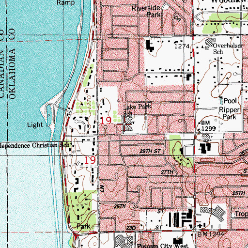 Topographic Map of Lake Park Elementary School, OK