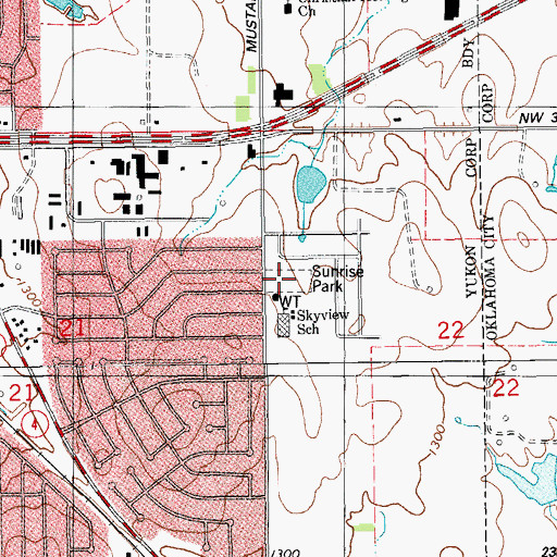 Topographic Map of Sunrise Park, OK