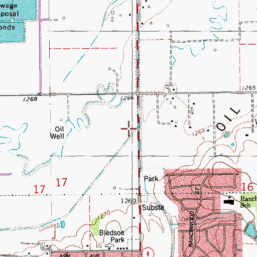 Topographic Map of Bledsoe Park, OK