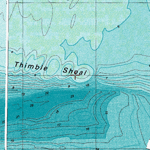 Topographic Map of Thimble Shoal Lighthouse, VA