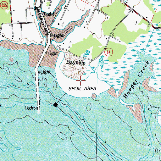 Topographic Map of Bay Side Wharf (historical), VA