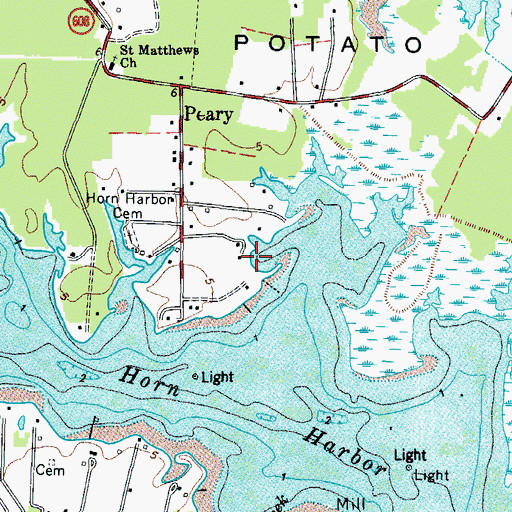 Topographic Map of Horn Harbor Landing, VA