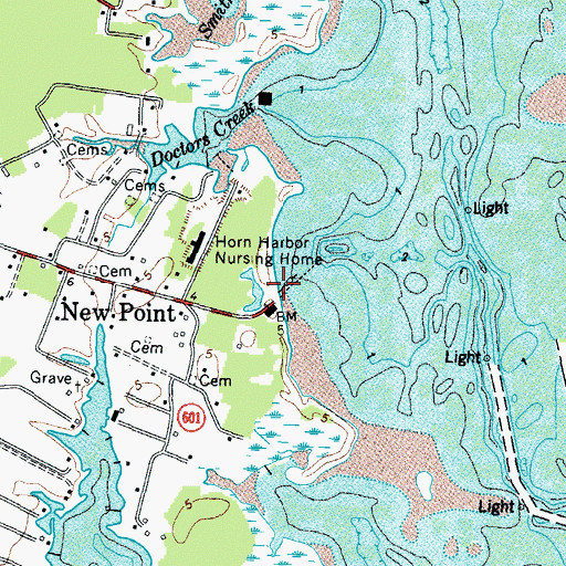 Topographic Map of New Point Wharf, VA
