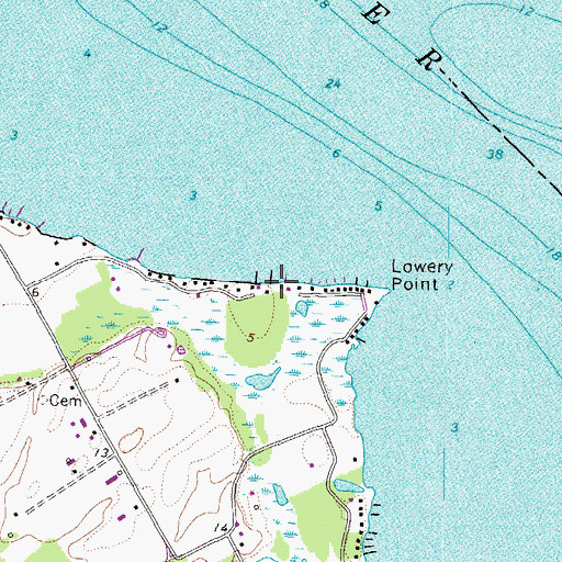 Topographic Map of Lowerys Landing, VA