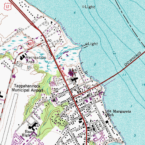 Topographic Map of Tappahannock Elementary School, VA