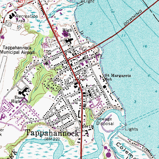Topographic Map of Tappahannock Historic District, VA