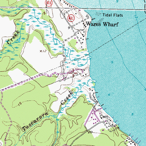 Topographic Map of Waterview Plantation (historical), VA