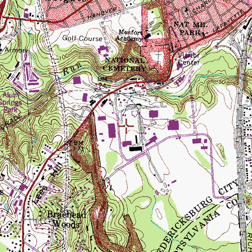 Topographic Map of Battlefield Industrial Park, VA