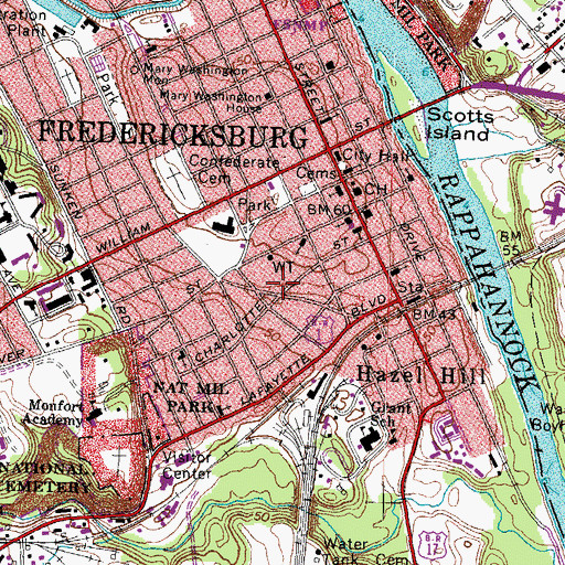 Topographic Map of Beth Sholom Temple, VA
