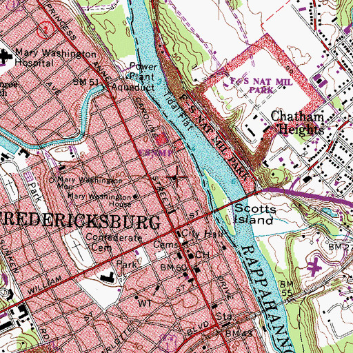 Topographic Map of Central Rappahannock Regional Library, VA