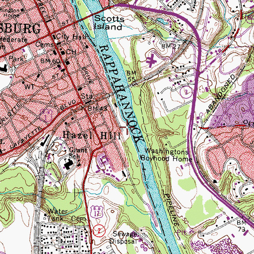 Topographic Map of City Dock Park, VA