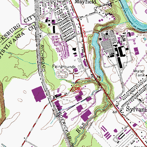 Topographic Map of Fredericksburg Agricultural Fairgrounds, VA