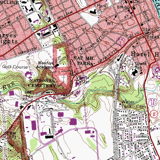 Topographic Map of Fredericksburg Battlefield Visitors Center, VA