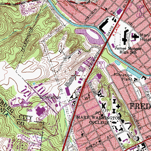Topographic Map of Fredericksburg Park and Shop Shopping Center, VA
