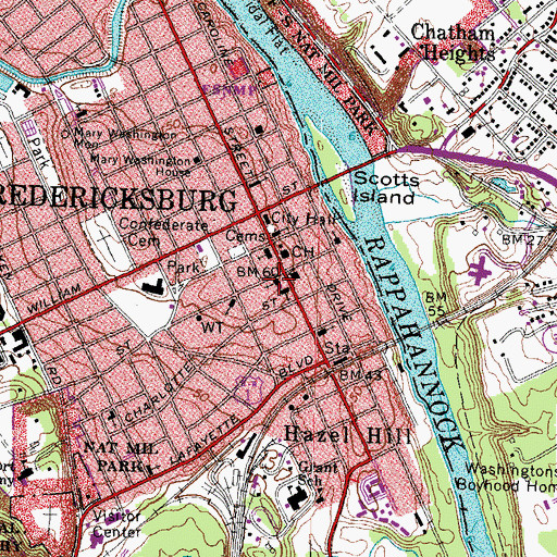 Topographic Map of Fredericksburg United Methodist Church, VA