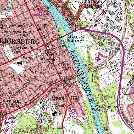 Topographic Map of John Paul Jones House, VA