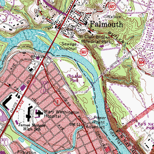 Topographic Map of Old Mill Park, VA