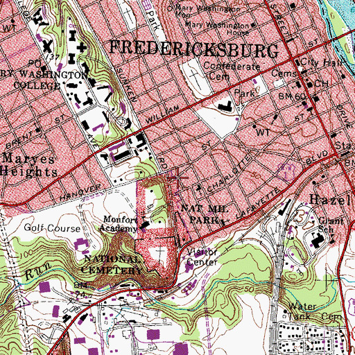 Topographic Map of Richard Kirkland Monument, VA