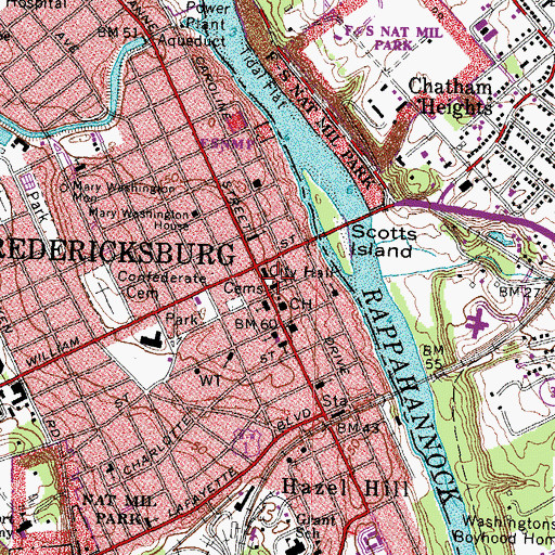 Topographic Map of Saint George's Episcopal Church Cemetery, VA