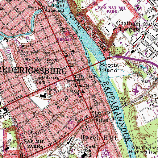 Topographic Map of Saint Georges Episcopal Church, VA