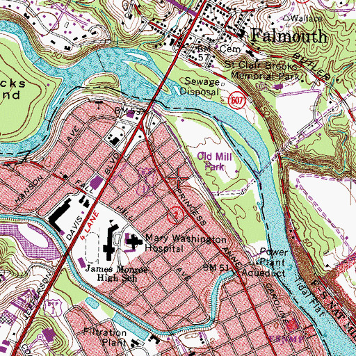 Topographic Map of Village Plaza Shopping Center, VA