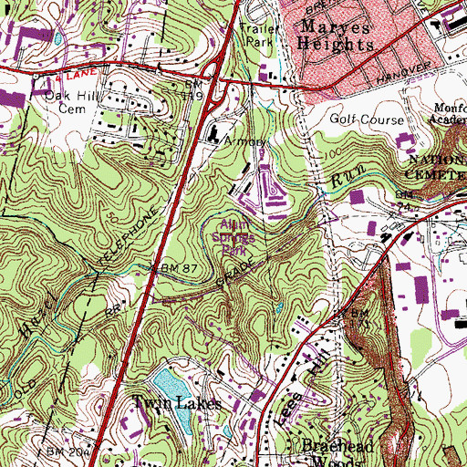 Topographic Map of Alum Springs Park, VA
