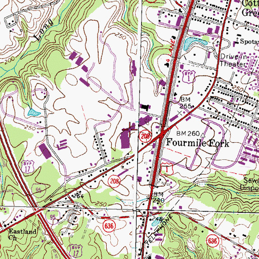 Topographic Map of Four Mile Fork Shopping Center, VA