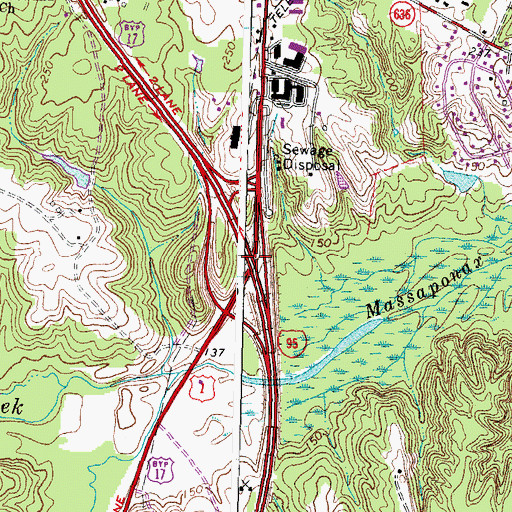 Topographic Map of Interchange 126, VA