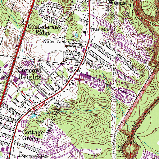 Topographic Map of Olde Greenwich Shopping Center, VA
