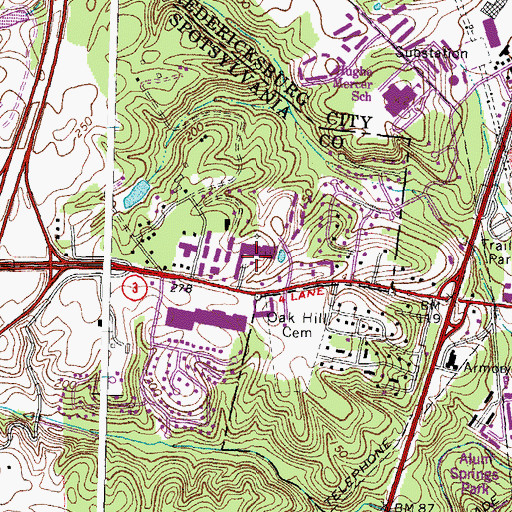 Topographic Map of Westwood Shopping Center, VA