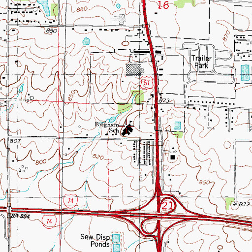 Topographic Map of Brigham Elementary School, IL