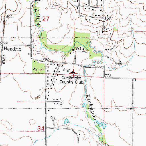 Topographic Map of Crestwicke Country Club, IL
