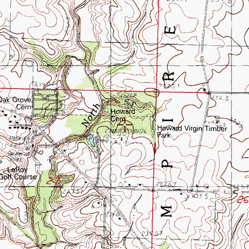 Topographic Map of Howard Virgin Timber Park, IL