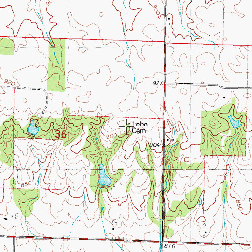 Topographic Map of Lebo Cemetery, IL
