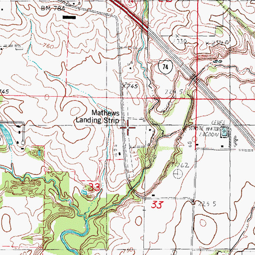 Topographic Map of Mathews Landing Strip (historical), IL