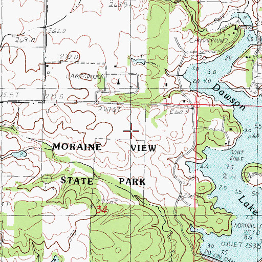 Topographic Map of Moraine View State Park, IL