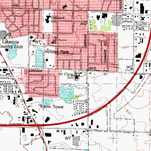 Topographic Map of Saint Clare School, IL