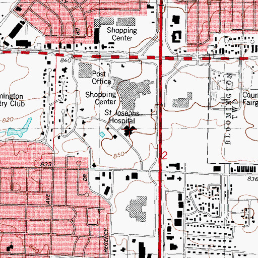 Topographic Map of OSF Saint Joseph Medical Center, IL