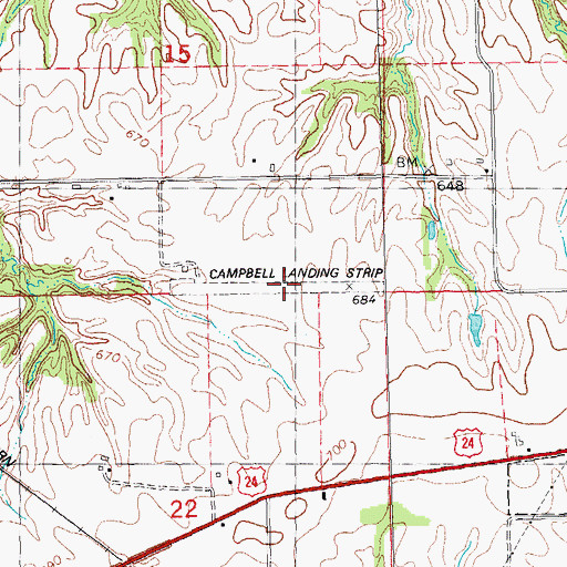 Topographic Map of Campbell Landing Strip (historical), IL