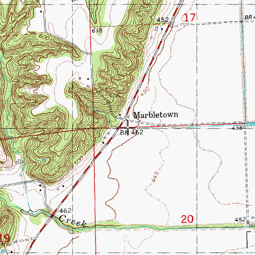 Topographic Map of Marbletown, IL