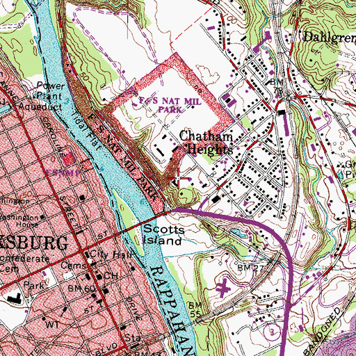 Topographic Map of Chatham Manor, VA