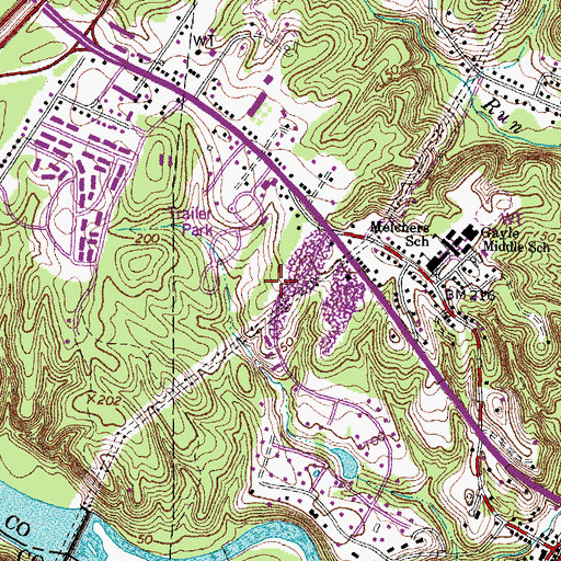 Topographic Map of Embrey Industrial Park, VA